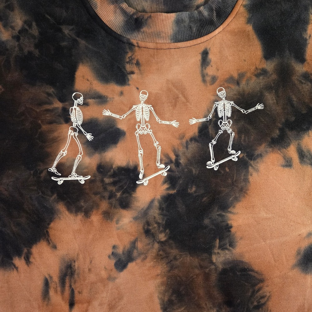 Better Together Tie Dye Skeletons Skateboarding Crewneck Sweatshirt, Size L - Picture 6 of 11